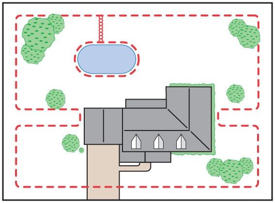 Illustration of a custom-designed underground pet fence layout